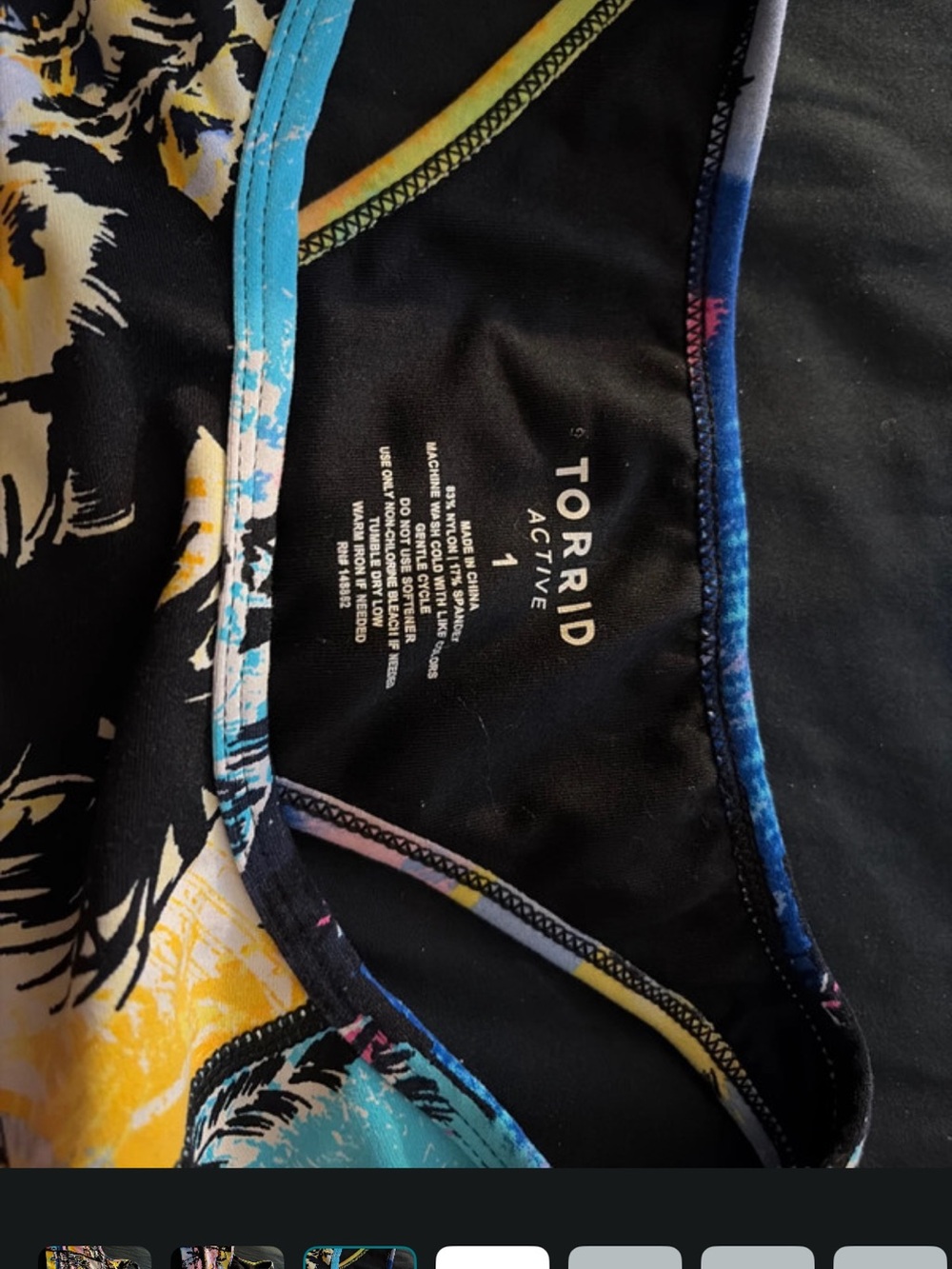 torrid Black Sports Bra with Blue Yellow Floral Accents